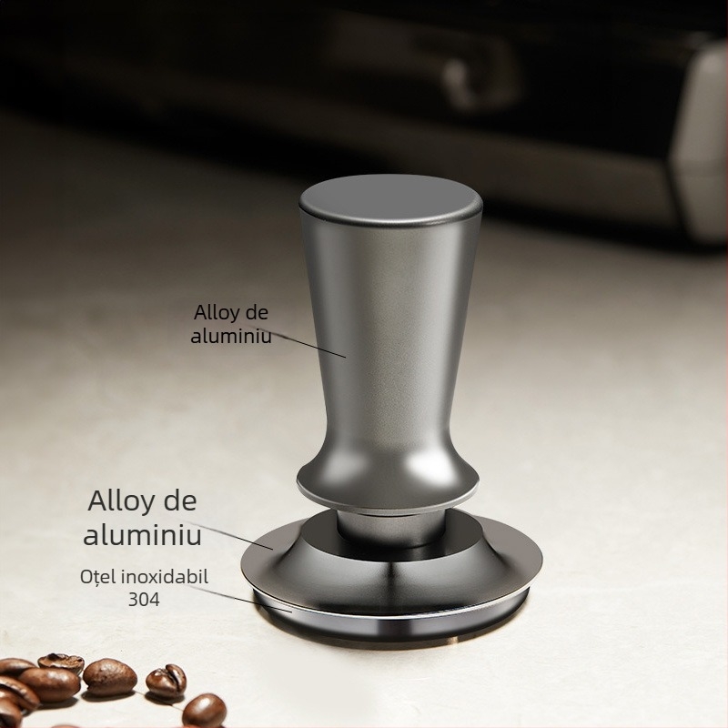Distribuitor și tamper pentru cafea din oțel inoxidabil, 2-în-1, pentru uz casnic, stil modern minimalist, 0,5 kg, ambalare în tavă