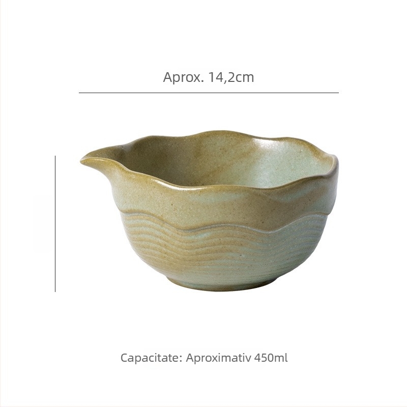 Vas ceramic pentru matcha, stil japonez, design rotund retro, compatibil cu microunde, imprimare logo disponibil, personalizare