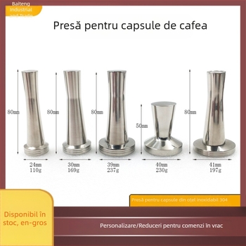 Tamper pentru capsule de cafea Nespresso Illy din oțel inoxidabil, cu tijă și ciocan solid