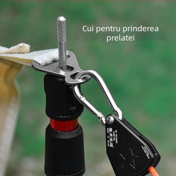 Clemă pentru șnurul stâlpului de cort cu reglaj triunghiular – accesoriu de camping cu închidere automată