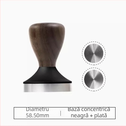 Tamper pentru cafea - oțel inoxidabil, stil modern minimalist, bază plată circulară concentrică, greutate 352 g, personalizare disponibilă