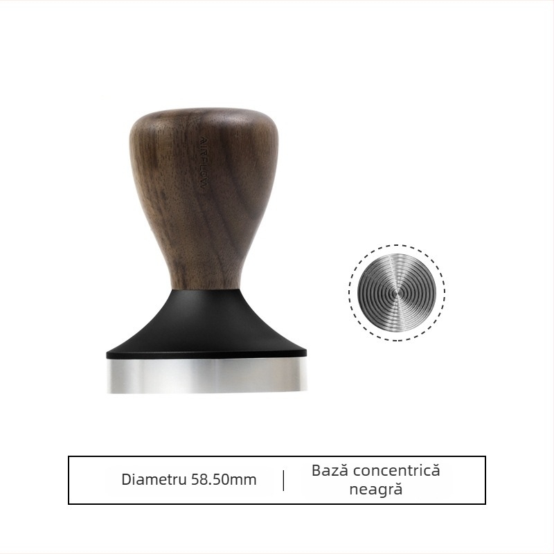 Tamper pentru cafea - oțel inoxidabil, stil modern minimalist, bază plată circulară concentrică, greutate 352 g, personalizare disponibilă