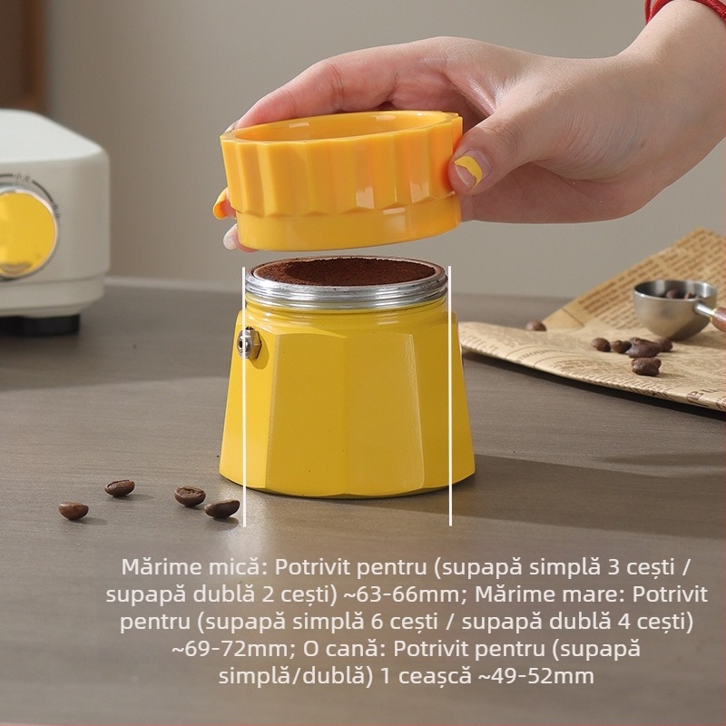 Inel distribuție cafea măcinată pentru moka pot — rotativ, anti-stropire, distribuție rapidă