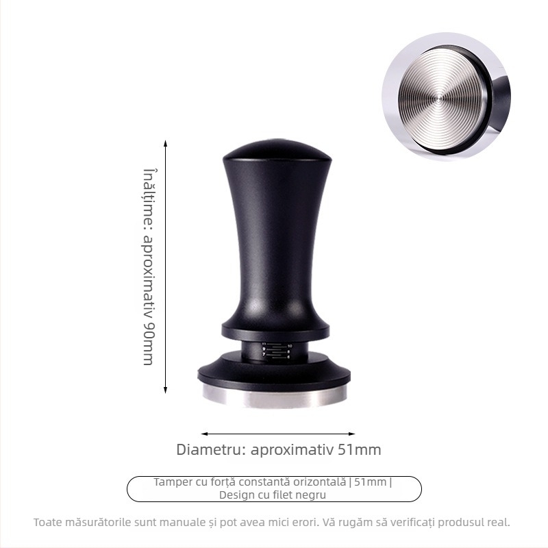 Tamper de cafe manual din oțel inoxidabil 304, greutate 450 g, stil modern minimalist, potrivit pentru birou, casă și cafenea.