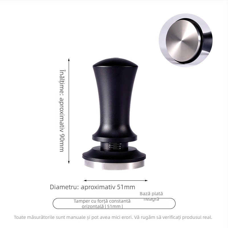 Tamper de cafe manual din oțel inoxidabil 304, greutate 450 g, stil modern minimalist, potrivit pentru birou, casă și cafenea.
