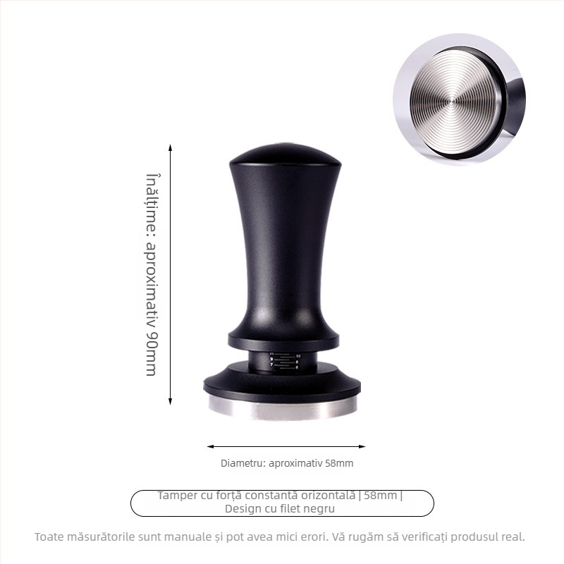 Tamper de cafe manual din oțel inoxidabil 304, greutate 450 g, stil modern minimalist, potrivit pentru birou, casă și cafenea.
