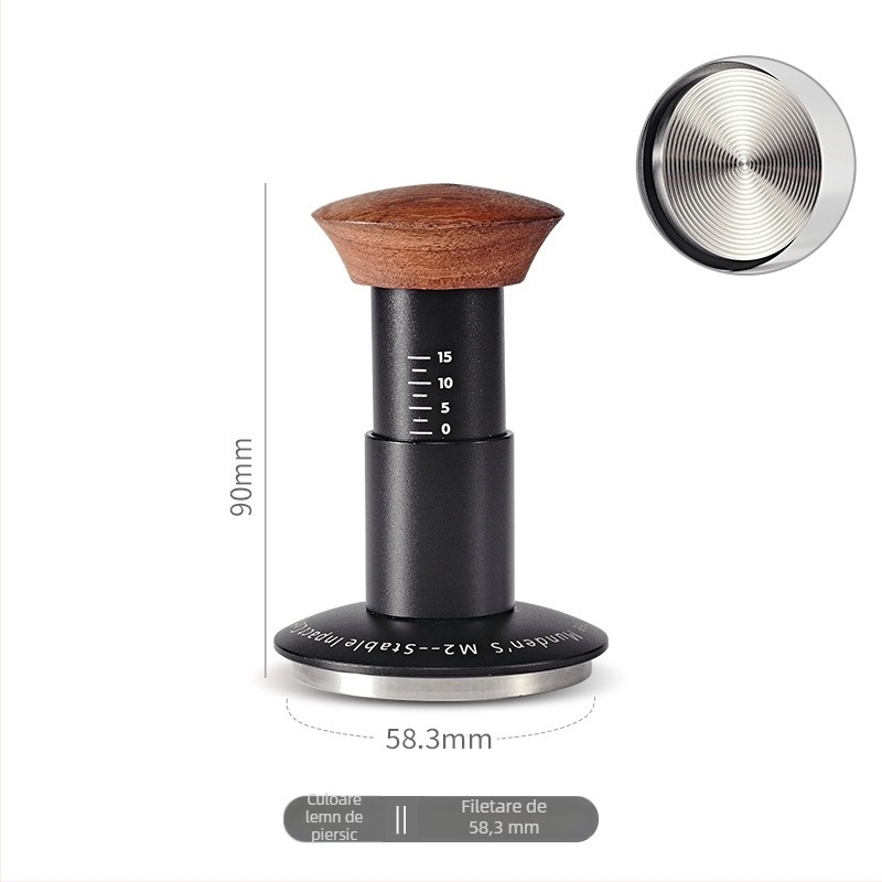 Tamper de cafe manual din oțel inoxidabil 304, greutate 450 g, stil modern minimalist, potrivit pentru birou, casă și cafenea.