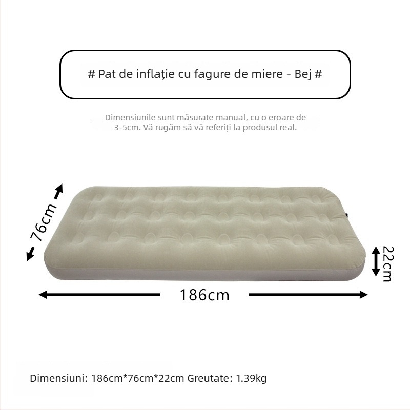 Pat gonflabil cu suprafață catifelată; capacitate maximă: 200