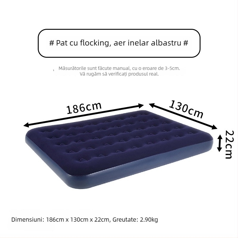 Pat gonflabil cu suprafață catifelată; capacitate maximă: 200