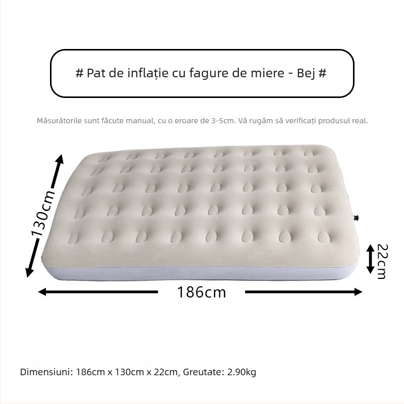 Pat gonflabil cu suprafață catifelată; capacitate maximă: 200