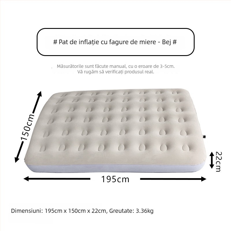 Pat gonflabil cu suprafață catifelată; capacitate maximă: 200