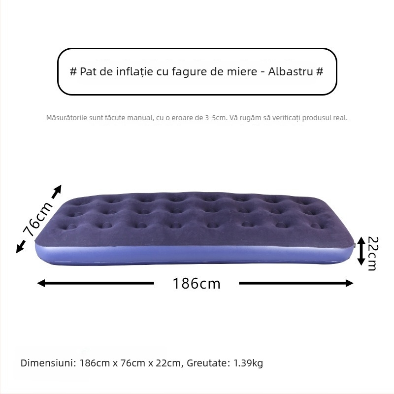 Pat gonflabil cu suprafață catifelată; capacitate maximă: 200