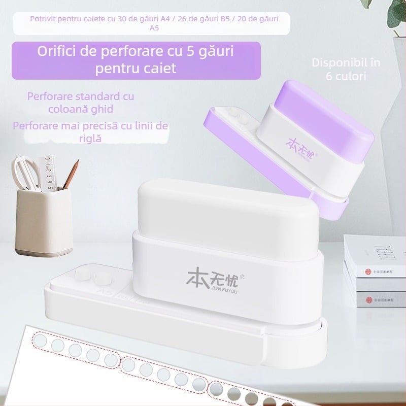 Perforator de 5 găuri, manual, capacitate 5 găuri, grosimea găuririi 0.01, greutate netă 150 g