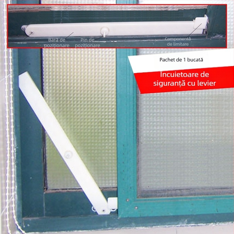 Încuietoare pentru fereastră, model Aqs02, anti-furt, pentru ferestre glisante, protecție copii