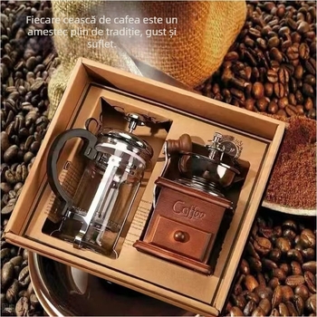 Măcinător de cafea manual cu logo imprimat, personalizare disponibilă, stil retro, lansare vară 2021