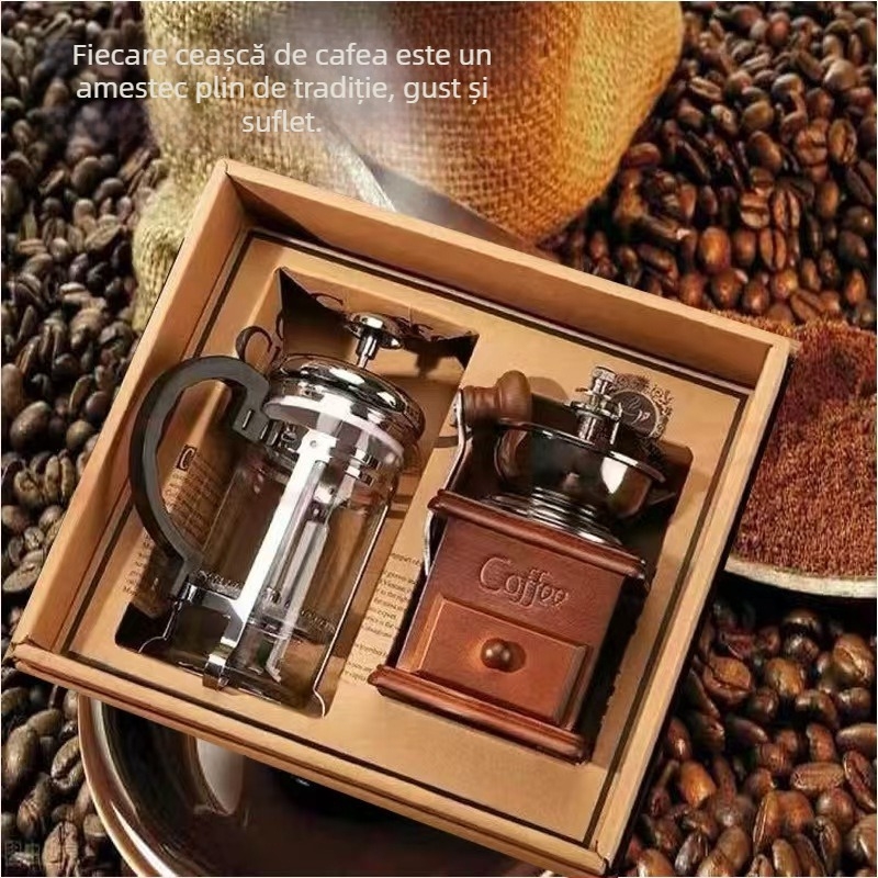 Măcinător de cafea manual cu logo imprimat, personalizare disponibilă, stil retro, lansare vară 2021
