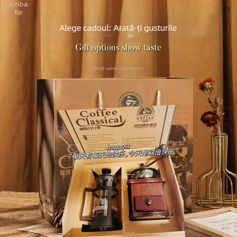 Măcinător de cafea manual cu logo imprimat, personalizare disponibilă, stil retro, lansare vară 2021