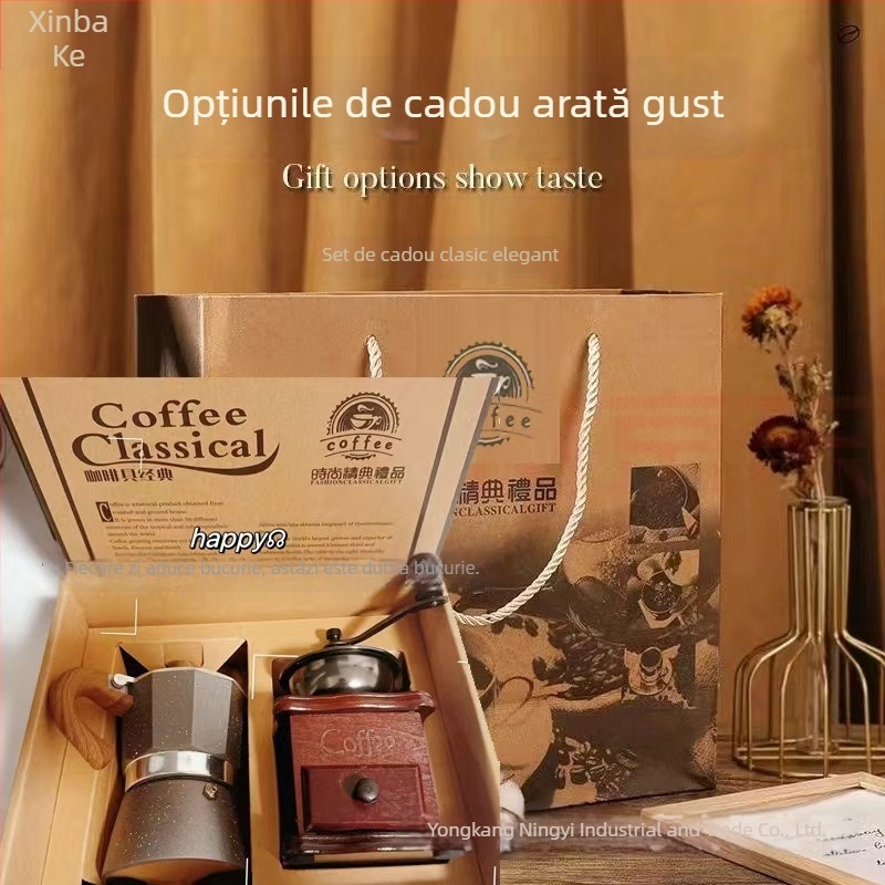 Măcinător de cafea manual cu logo imprimat, personalizare disponibilă, stil retro, lansare vară 2021