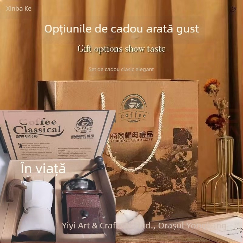Măcinător de cafea manual cu logo imprimat, personalizare disponibilă, stil retro, lansare vară 2021