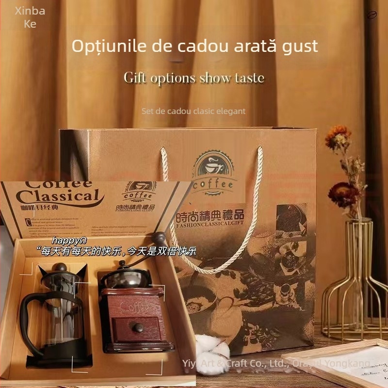 Măcinător de cafea manual cu logo imprimat, personalizare disponibilă, stil retro, lansare vară 2021