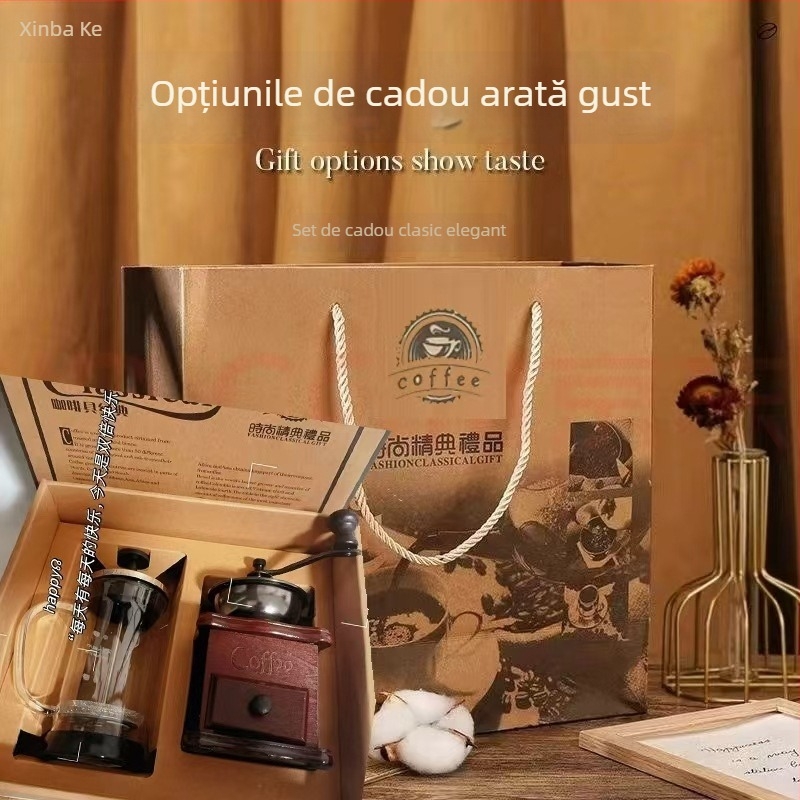 Măcinător de cafea manual cu logo imprimat, personalizare disponibilă, stil retro, lansare vară 2021