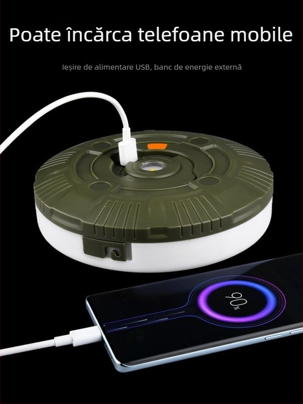 Lumină LED pentru camping, șir de 20 m, alimentare cu baterie, 3,7 V, 5 W, întrerupător cu buton