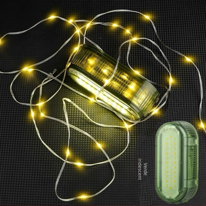 Lumină LED pentru camping, șir de 20 m, alimentare cu baterie, 3,7 V, 5 W, întrerupător cu buton