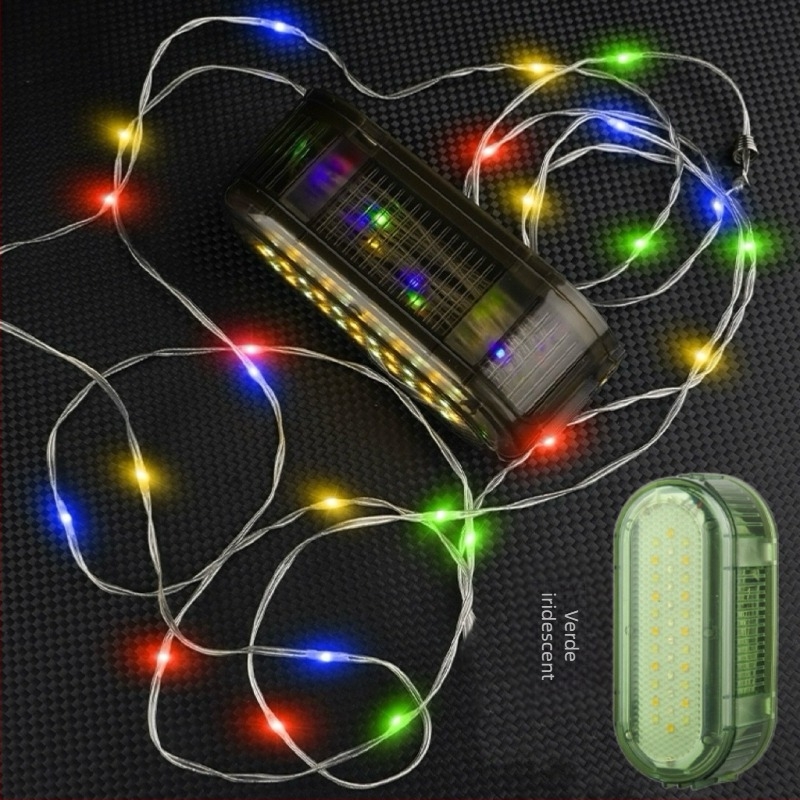 Lumină LED pentru camping, șir de 20 m, alimentare cu baterie, 3,7 V, 5 W, întrerupător cu buton