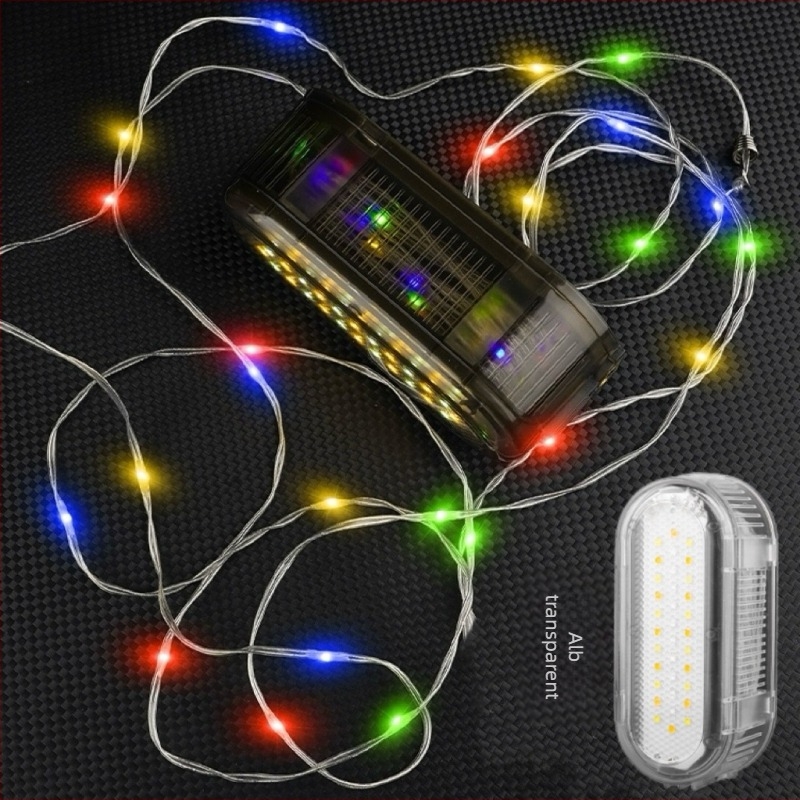 Lumină LED pentru camping, șir de 20 m, alimentare cu baterie, 3,7 V, 5 W, întrerupător cu buton