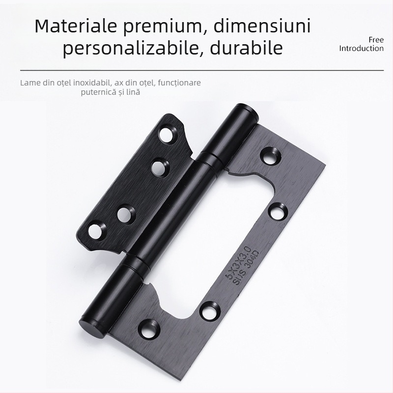 Balama din oțel inoxidabil, funcționare silențioasă, foiță îngroșată, pentru uși din lemn, cu rulment