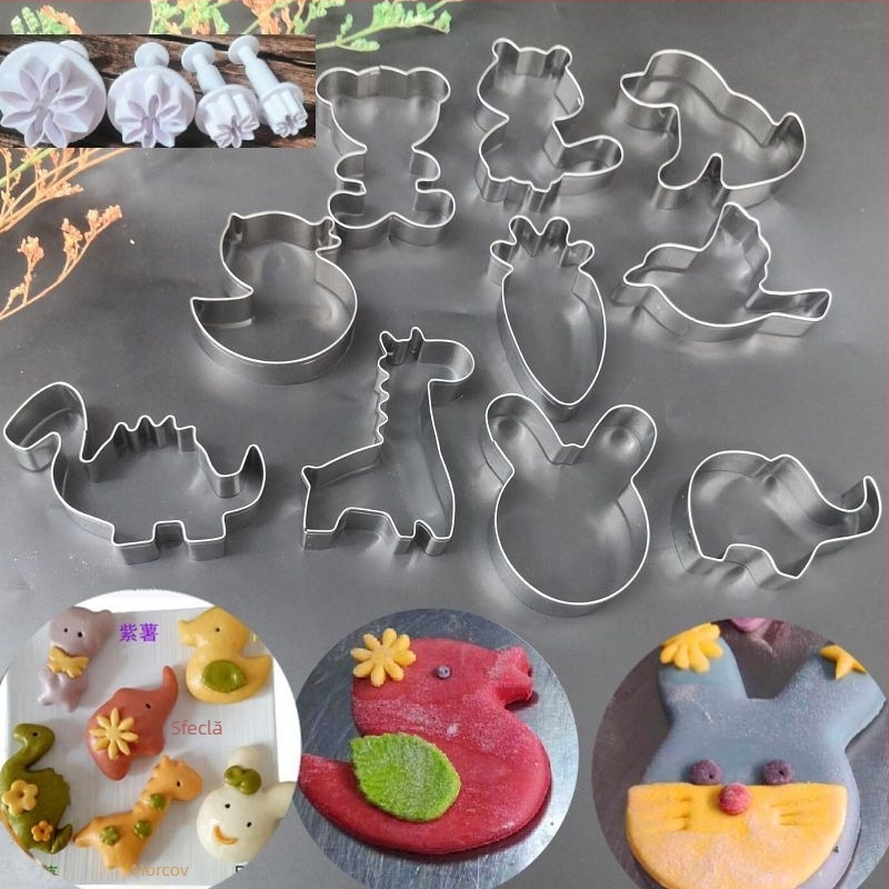 Formă pentru chifle aburite cu animale, oțel inoxidabil, făcută manual, instrument pentru tăierea legumelor pentru hrana bebelușului