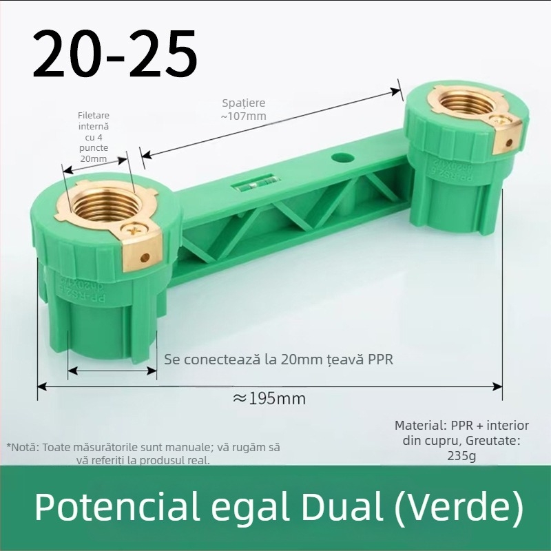 Conector PPR cu cotă dublă echipotențială, Tee cu filet interior, cot în formă de U, îmbinare prin topire la cald; modele variate; calitate de primă clasă
