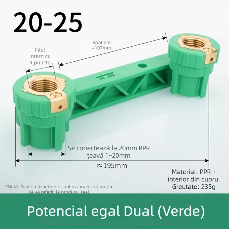 Conector PPR cu cotă dublă echipotențială, Tee cu filet interior, cot în formă de U, îmbinare prin topire la cald; modele variate; calitate de primă clasă