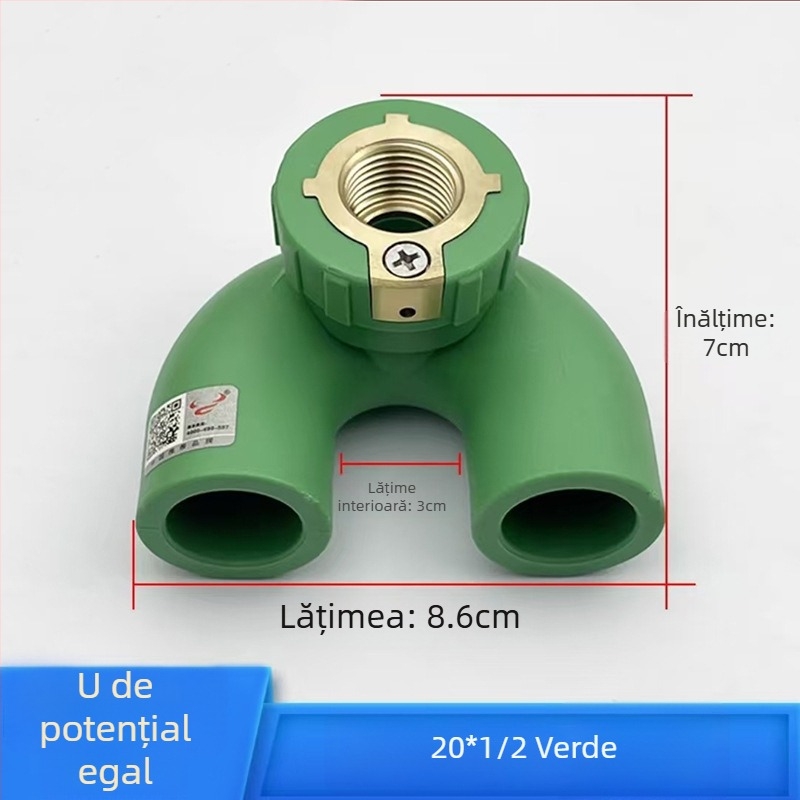 Conector PPR cu cotă dublă echipotențială, Tee cu filet interior, cot în formă de U, îmbinare prin topire la cald; modele variate; calitate de primă clasă