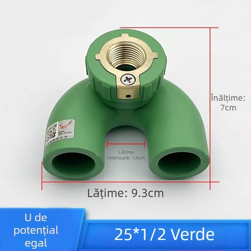Conector PPR cu cotă dublă echipotențială, Tee cu filet interior, cot în formă de U, îmbinare prin topire la cald; modele variate; calitate de primă clasă