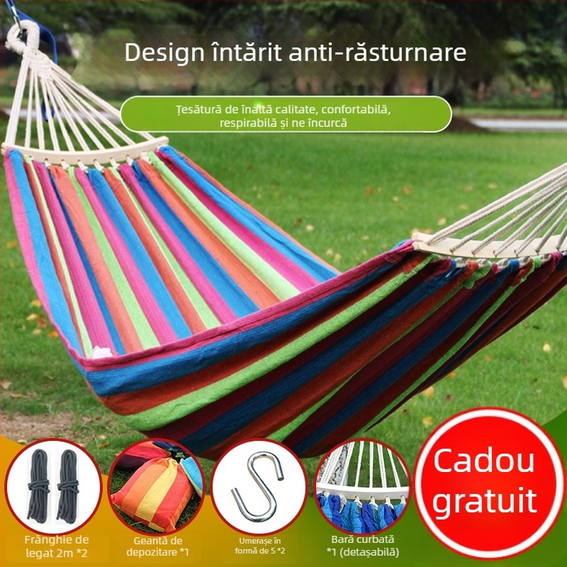 Hamac din pânză cu suport din lemn, Sanjia, gata pentru etichetare privată