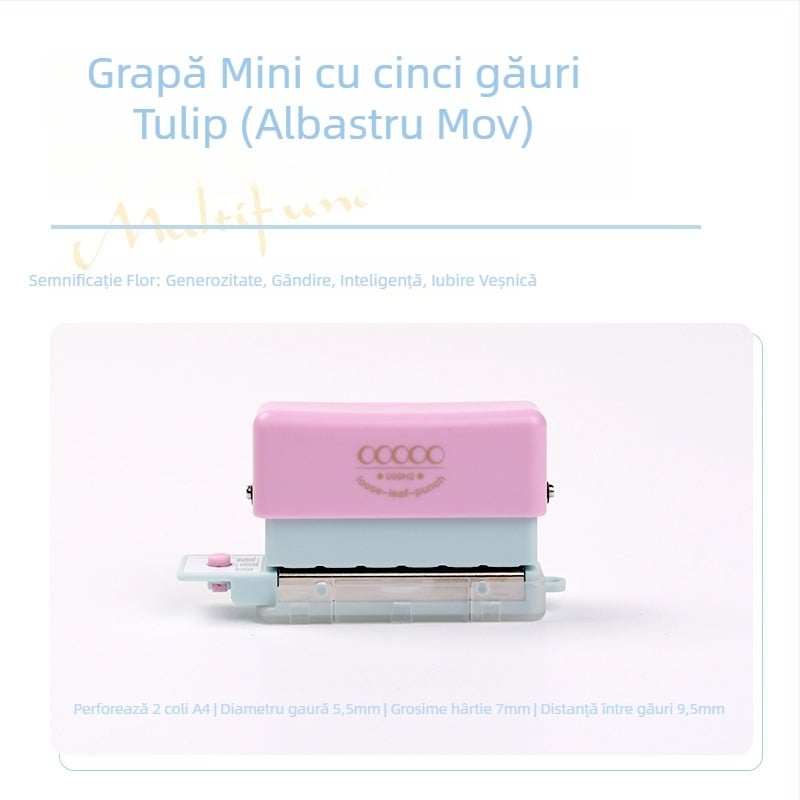 Perforator cu mai multe găuri 99H2 – manual, 5 găuri, capacitate 2 coli, greutate 0.2 kg