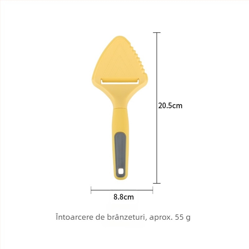 Set de unelte de bucătărie: curățător de legume, spatulă pentru prăjituri, tăietor de fructe și deschizător de sticle; mânere din lemn și PP; piese ABS; lame din oțel inoxidabil 430.