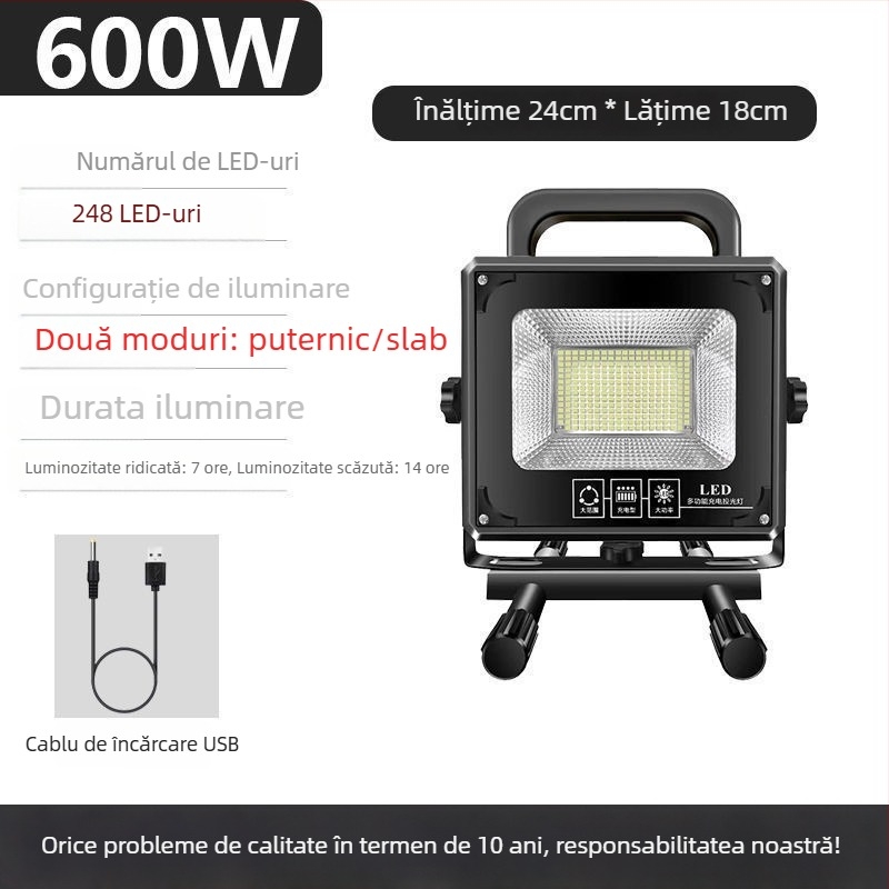 Proiector de camping pentru situații de urgență, lampă incandescentă, alimentare reîncărcabilă