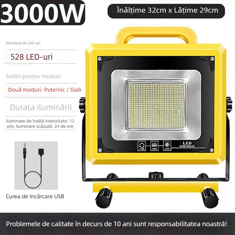 Proiector de camping pentru situații de urgență, lampă incandescentă, alimentare reîncărcabilă