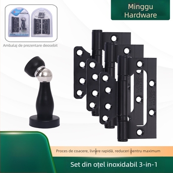 Set de balamale din oțel inoxidabil pentru uși din lemn – trei în unu, fără canale, îngroșat, silențios