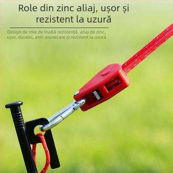 Frânghie pentru cort cu tambur metalic pentru camping în aer liber, frânghie reglabilă pentru acoperișul cortului, cârlig cu cataramă și elastic