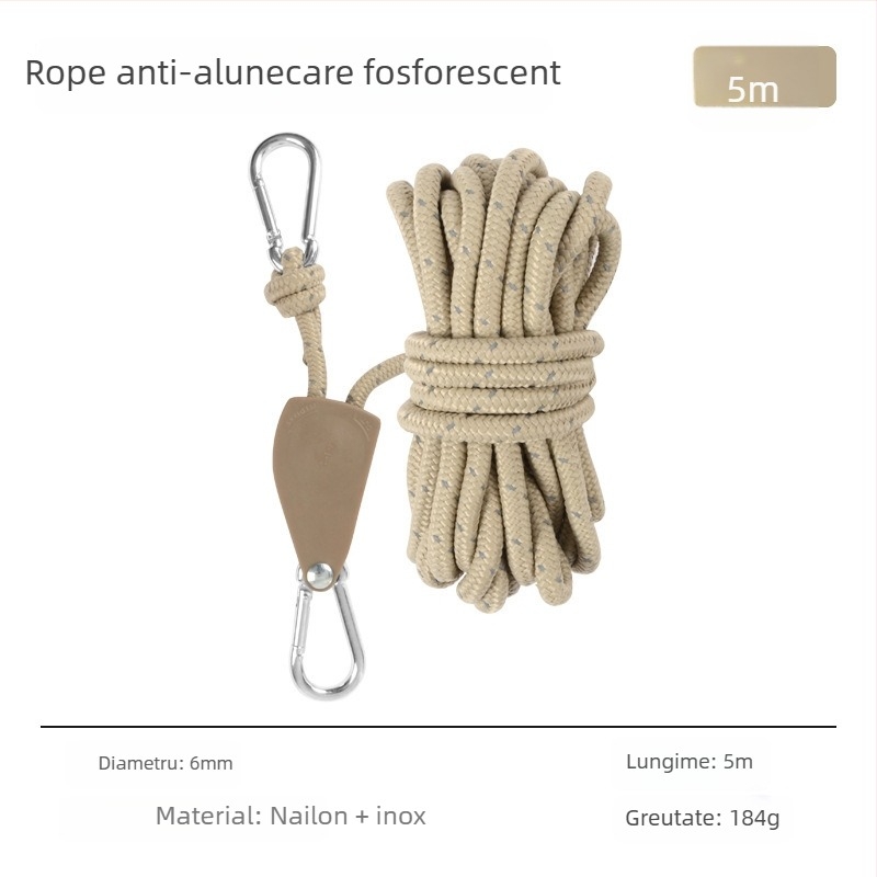 Frânghie pentru cort cu tambur metalic pentru camping în aer liber, frânghie reglabilă pentru acoperișul cortului, cârlig cu cataramă și elastic