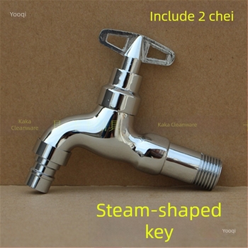 Robinet exterior cu încuietoare și cheie pentagonală, din cupru total, model 950, supapă cu disc ceramic, flux de apă rece, ieșire unică