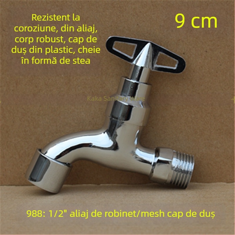 Robinet exterior cu încuietoare și cheie pentagonală, din cupru total, model 950, supapă cu disc ceramic, flux de apă rece, ieșire unică
