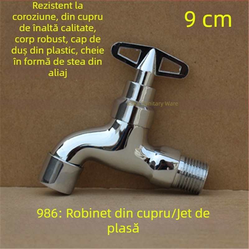 Robinet exterior cu încuietoare și cheie pentagonală, din cupru total, model 950, supapă cu disc ceramic, flux de apă rece, ieșire unică