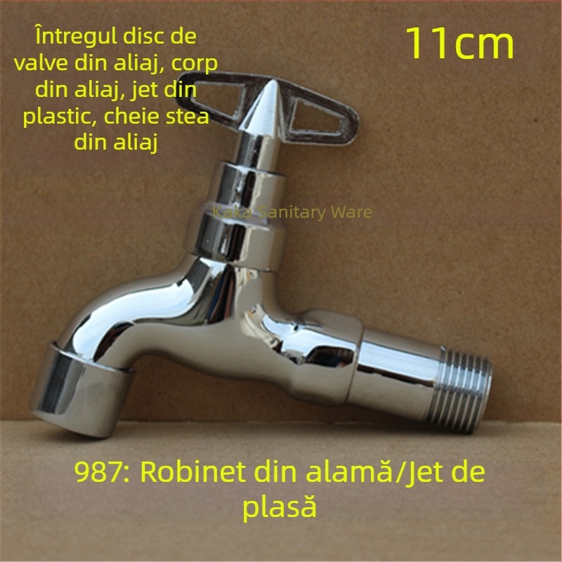 Robinet exterior cu încuietoare și cheie pentagonală, din cupru total, model 950, supapă cu disc ceramic, flux de apă rece, ieșire unică