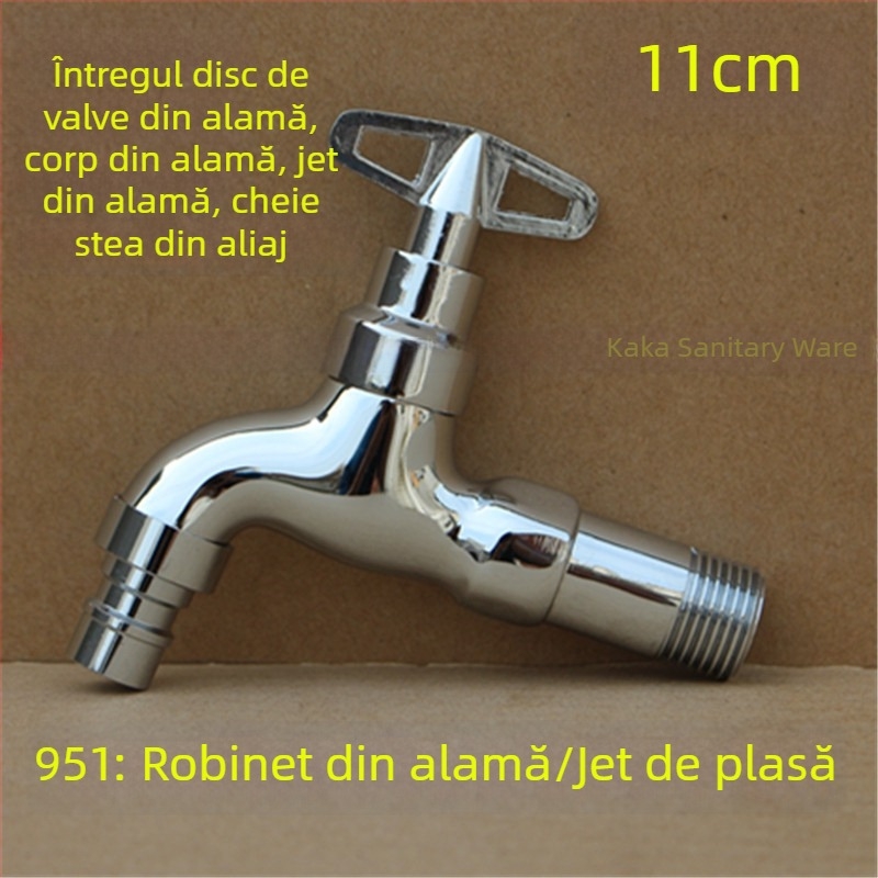 Robinet exterior cu încuietoare și cheie pentagonală, din cupru total, model 950, supapă cu disc ceramic, flux de apă rece, ieșire unică