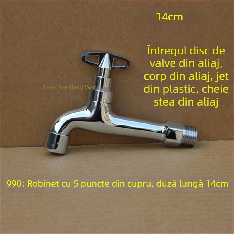 Robinet exterior cu încuietoare și cheie pentagonală, din cupru total, model 950, supapă cu disc ceramic, flux de apă rece, ieșire unică