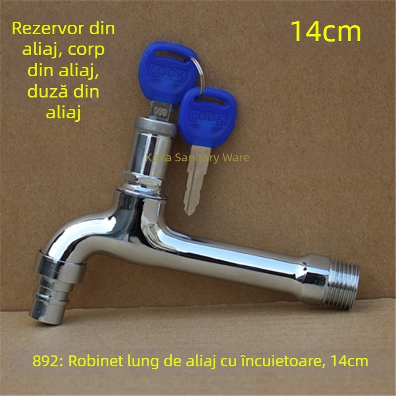 Robinet exterior cu încuietoare și cheie pentagonală, din cupru total, model 950, supapă cu disc ceramic, flux de apă rece, ieșire unică